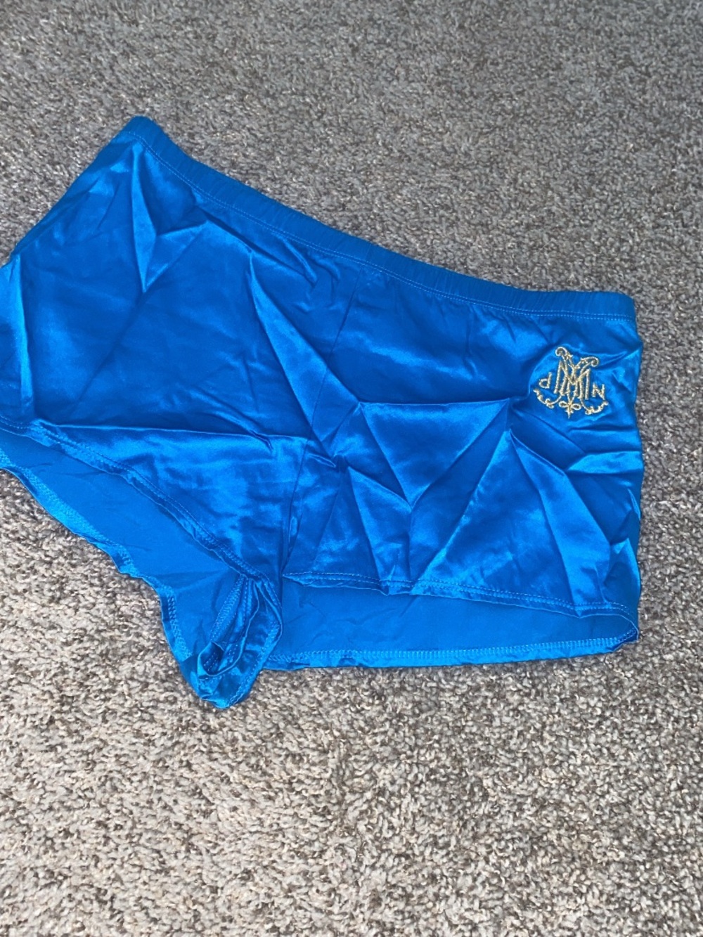 Bright Blue hot shorts Gold Embroidery